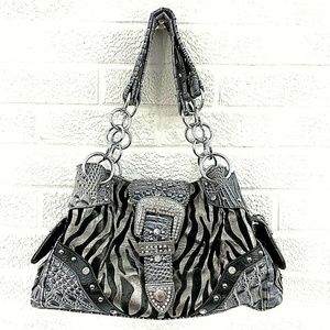 SOLD.   Zebra Print Bling Rhinestone Handbag Purse